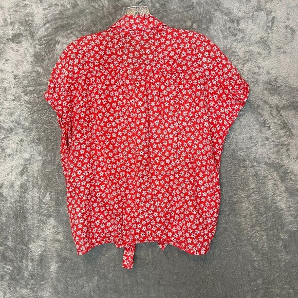 Old Navy Women Classic Bloomcore Ditzy Floral Retro Linen Cotton Button Shirt L - Picture 2 of 12